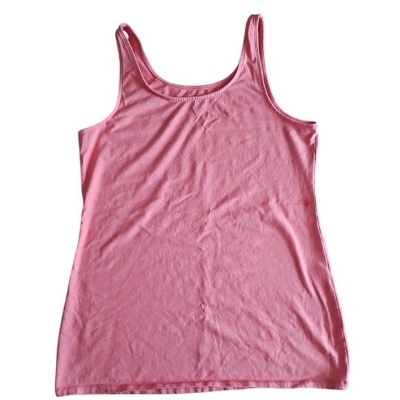 J. Jill Long Perfect Tank Coral Sz L Sleeveless Stretch Cotton Blend Minimalist - Picture 3 of 9